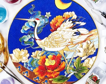 DIY Cloisonne Kit - Red-Crowned Crane Pattern - Perfect for Artistic Home Decor and Unique Gifts