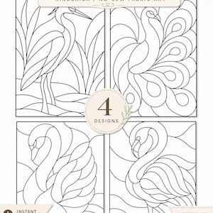4 Printable Kinusaiga Bird PDF Patterns – No-Sew Templates (Digital Download)