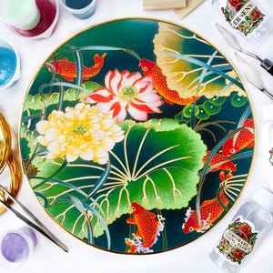 Golden Fish Harmony Cloisonne DIY Kit | Modern Cloisonne Painting Kit for Beginners | Creative Craft Kit for Adults