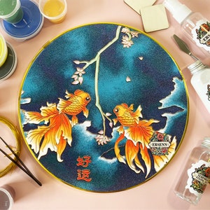 TANZEQI Cloisonne Enamel Painting DIY Kit for Chinese Cloisonné Enamel Art  of Crane and Scenery, Intangible Cultural Heritage (Crane C)