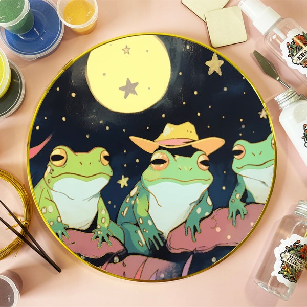 Cloisonne DIY Kit Suitable For Beginners,Frog Wearing Cowboy Hats Kit,Home Decoration,Including All Tools