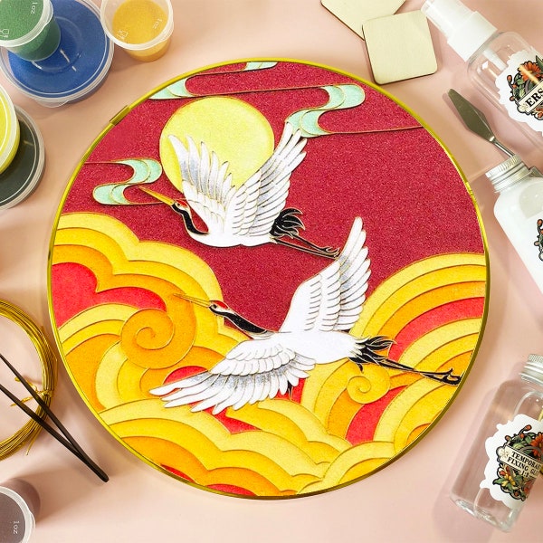 Cloisonne DIY Kit"Red-crowned Crane", Applicable to Adults and Beginners,Home Decoration