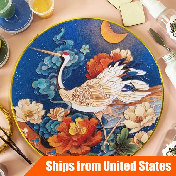 DIY Cloisonne Kit - Red-Crowned Crane Pattern - Perfect for Artistic Home Decor and Unique Gifts