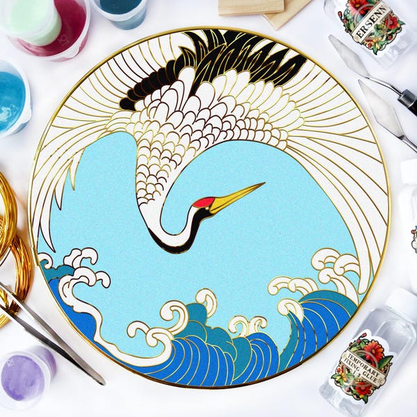 Cloisonne DIY Kit Red -crowned crane Series,Home Decoration