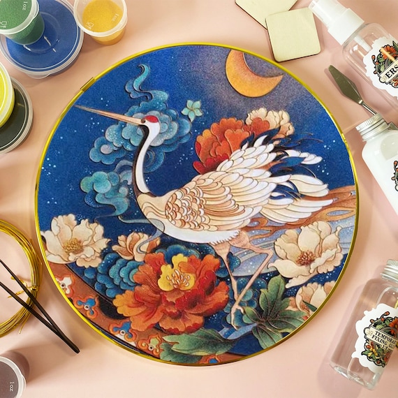 DIY Cloisonne Kit Red-crowned Crane Pattern Perfect for Artistic Home Decor  and Unique Gifts 