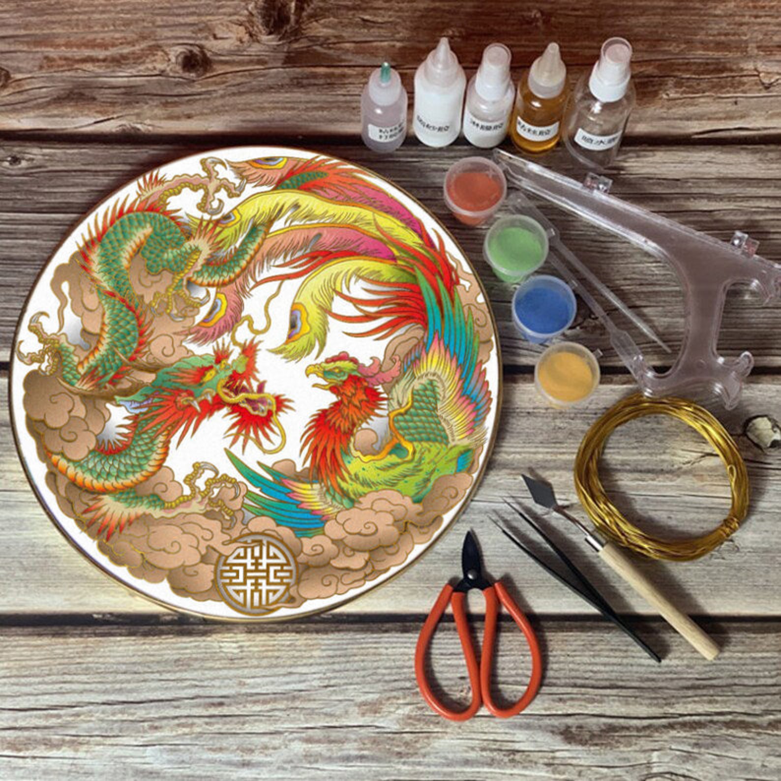 Cloisonne DIY Kit Suitable for Beginnersdragon and Phoenix Etsy