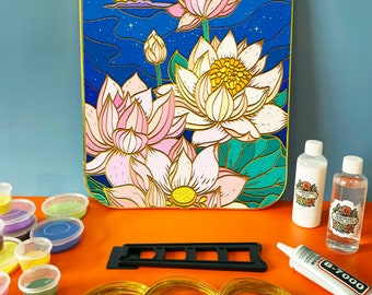 Cloisonne DIY Kit DIY Decorative Painting Lotus Decoration Ornament Holiday  Gift