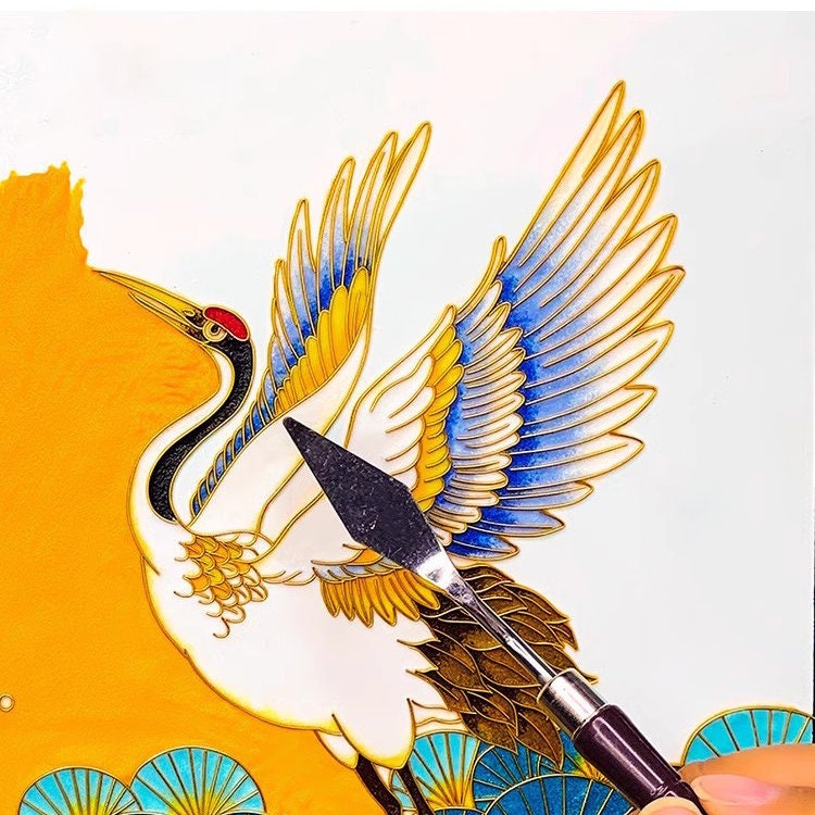Cloisonne DIY Kitred-crowned Crane, Applicable to Adults and Beginners,home  Decoration 