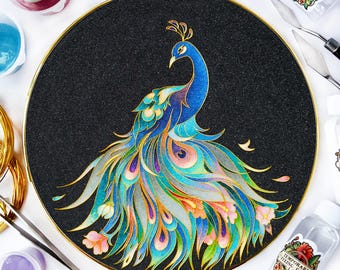 Graceful Peacock Cloisonne DIY Art Kit– Craft a Stunning and Elegant Peacock Masterpiece