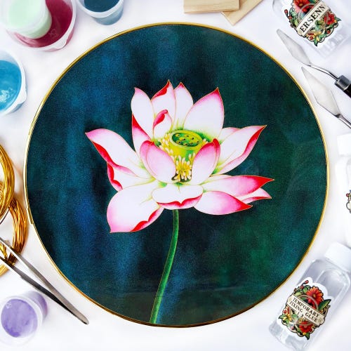 Cloisonne Lotus Blossom Art Kit for Beginners – Modern DIY Craft for Adults