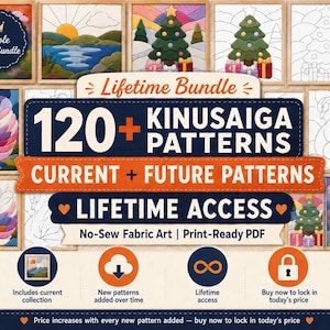 120+ Kinusaiga Patterns Bundle, Whole Shop No-Sew Fabric Art PDF, Printable Fabric Tucking Patterns, Lifetime Future Updates