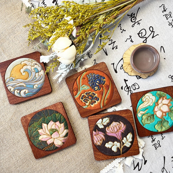 Ebony Coaster Cloisonne DIY Kit Filigree Enamel Paint by Numbers - Unique Crafts for Beginner