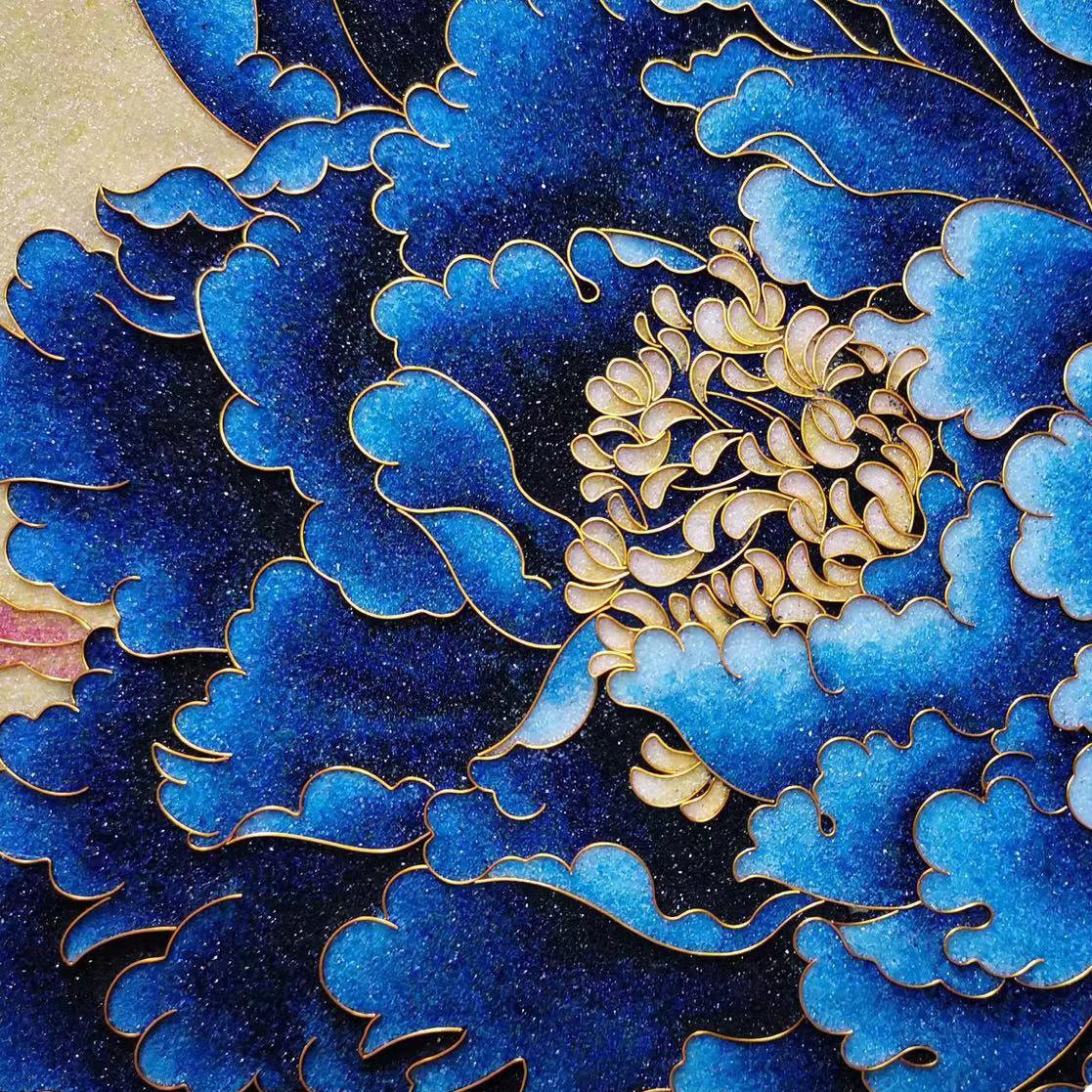 Cloisonne DIY Kit,blue Peony Flower,suitable for Beginners,home  Decoration,including All Tools 