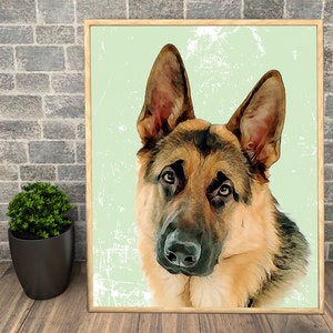Watercolor dog painting digital pet portrait custom dog poster pet canvas digital pet art personalized portrait dog