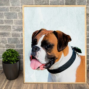 Cartoon dog illustration portrait dog painting digital pet portrait custom dog memorial gift canvas pet personalized portrait dog poster