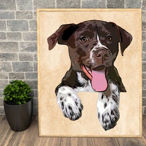 Cartoon  dog portrait custom dog memorial poster pet canvas dog painting digital pet portrait digital  dog