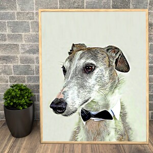 Digital pet portrait cartoon dog portrait poster pet canvas dog painting  custom dog memorial  digital pet art personalized portrait dog