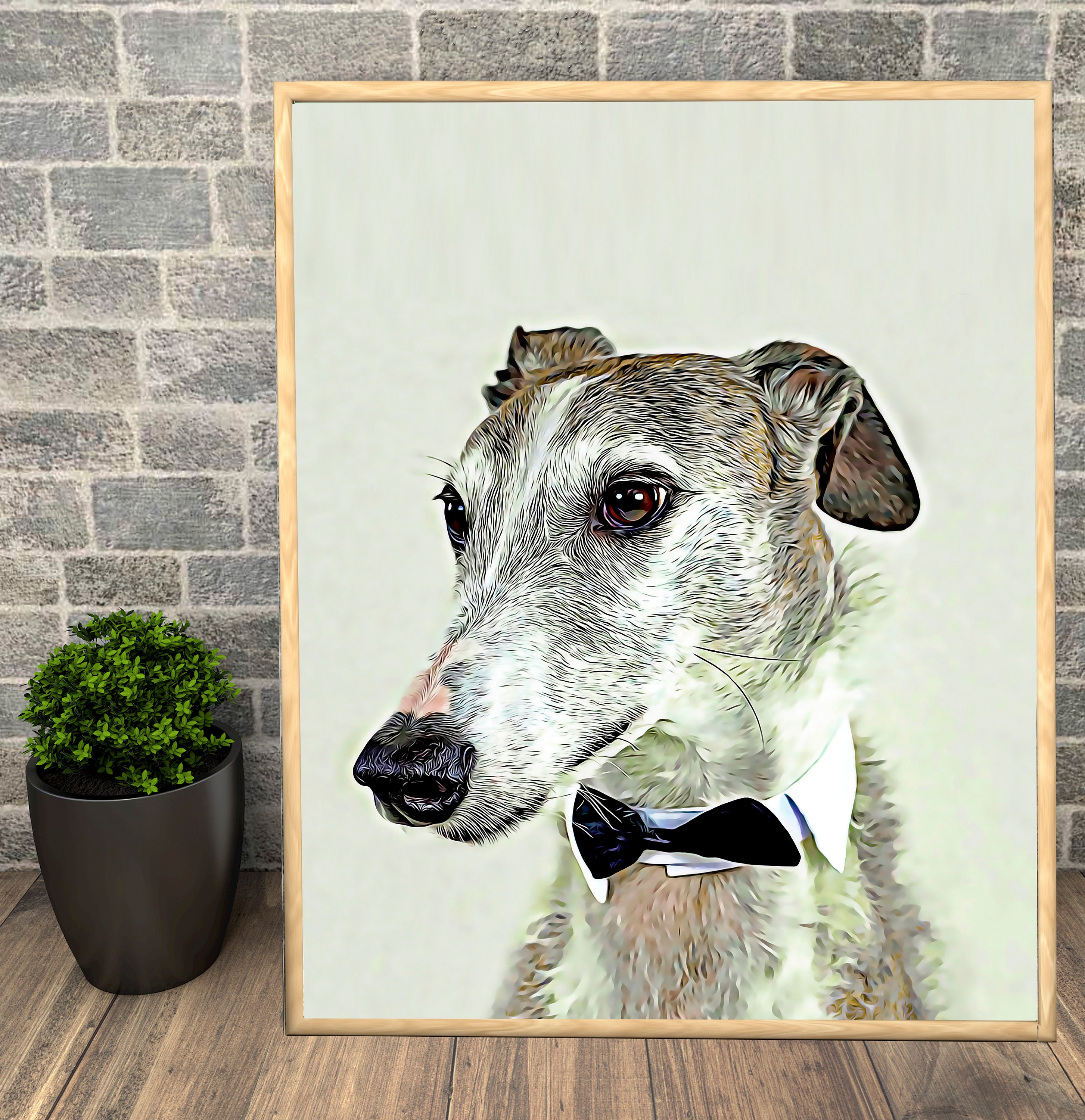 Digital Pet Portrait Cartoon Dog Portrait Poster Pet Canvas Etsy UK