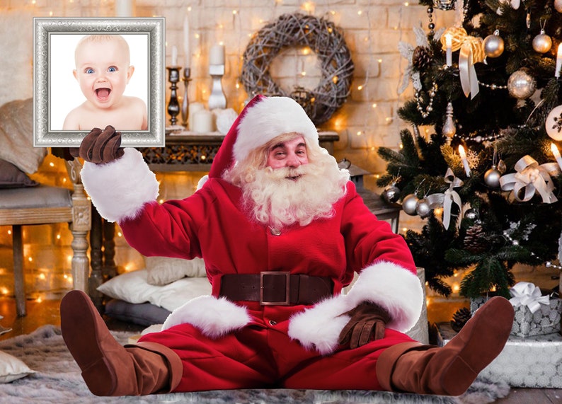 Christmas digital santa holding frame digital Etsy