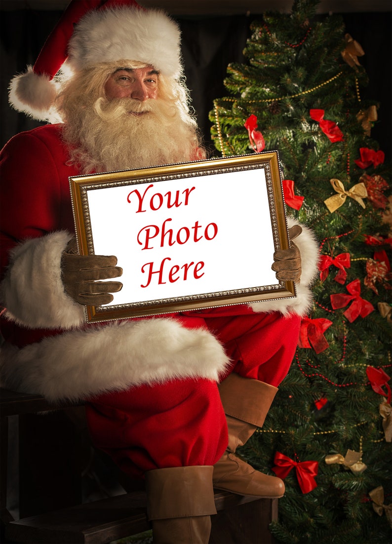 Santa Holding Frame Digital Template Christmas Digital Etsy