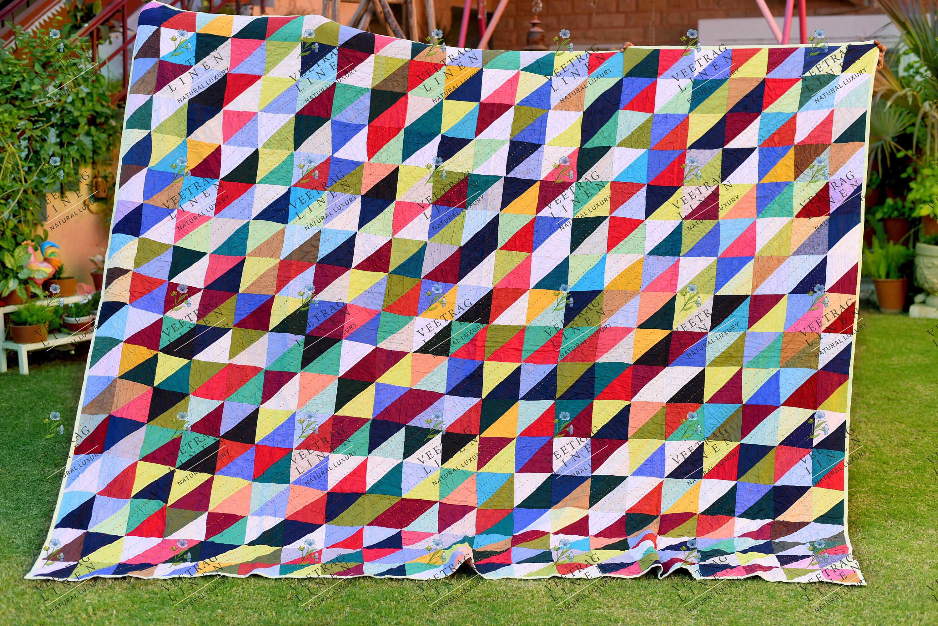 Linen kantha quilt 90 x 108 in/ queen size quilt /Patchwork Etsy