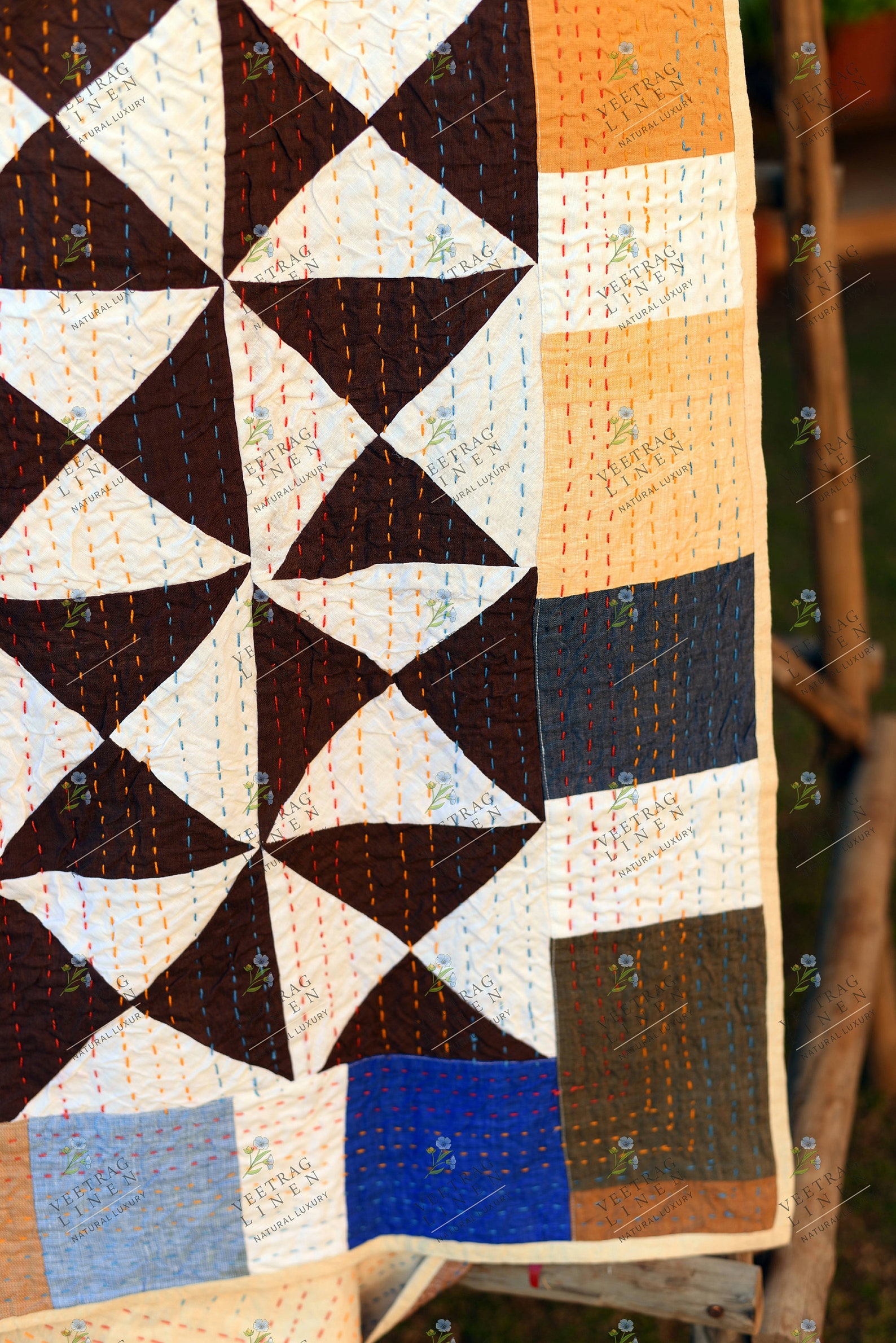 Linen Kantha Quilt 90 X 108 In/ Queen Size Quilt /patchwork Etsy