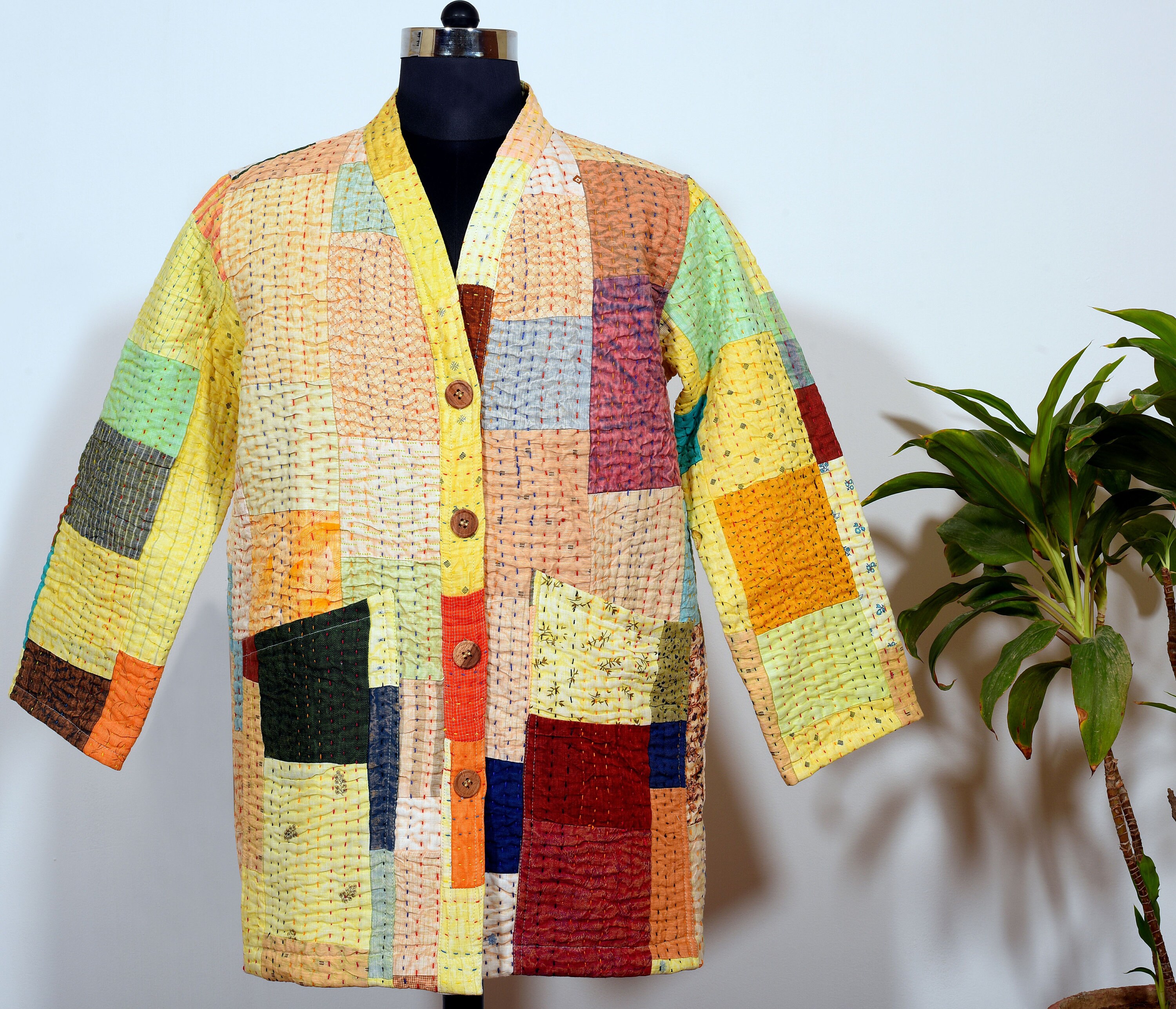 Linen Indian Kantha Quilt Jacket/ patchwork jacket /Boho Etsy
