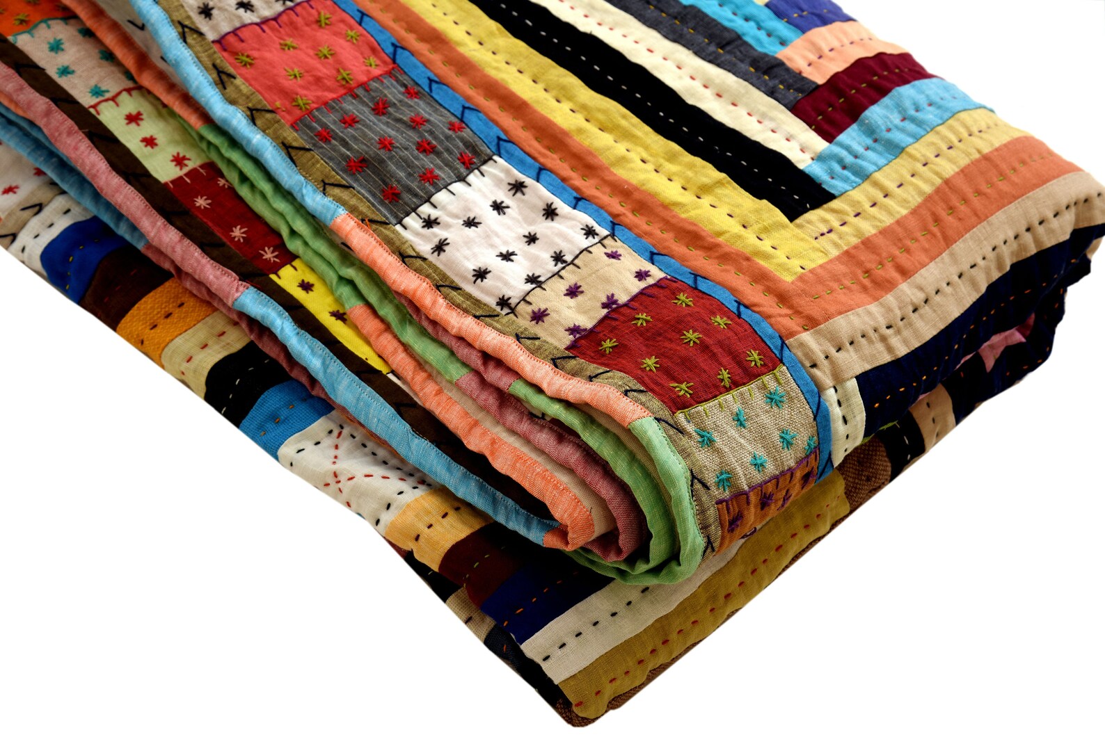Linen Kantha Quilt /twin Size Quilt /toddlers Quilt/ Patchwork Etsy