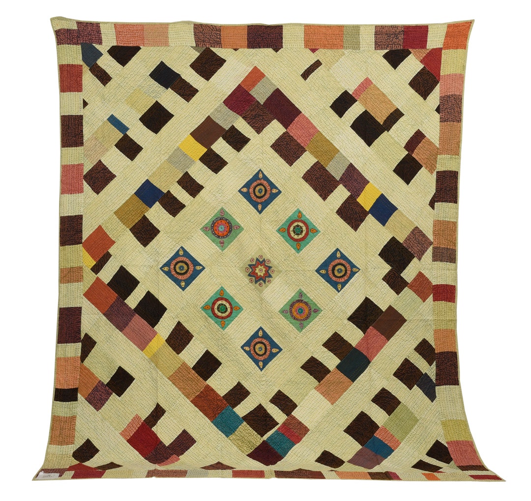 Linen Floral Pattern Kantha Quilt / 90 Inch X 108 Inch Size Etsy