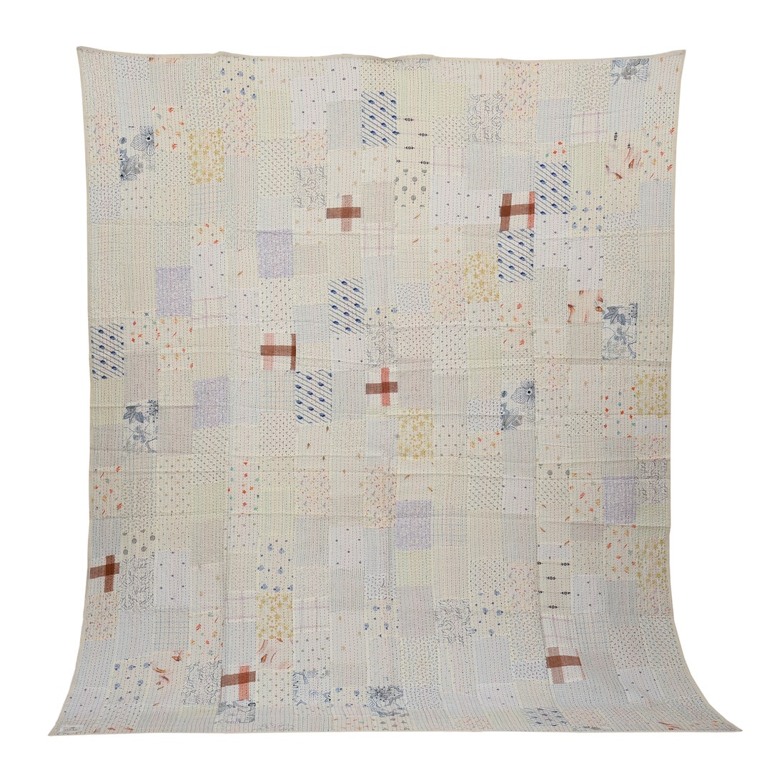 Linen Kantha Quilt / 90 Inch X 108 Inch Size Quilt/king Size Etsy