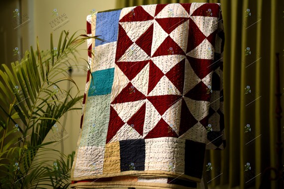 linen patchwork quilt