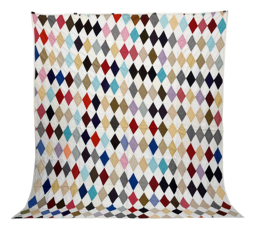 Linen Geometric Pattern Kantha Quilt / 90 Inch X 108 Inch Size Etsy