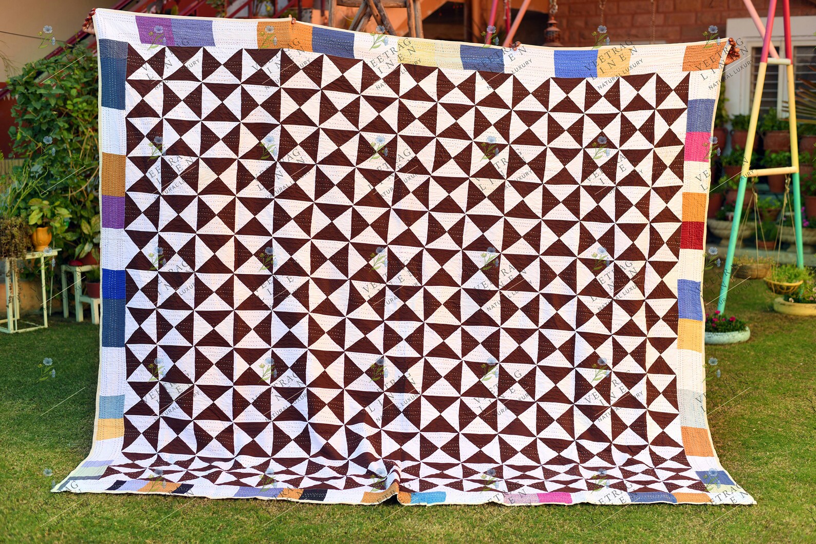 Linen Kantha Quilt 90 X 108 In/ Queen Size Quilt /patchwork Etsy