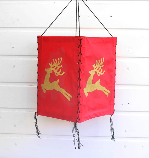 Hand made Lokta Paper Lamp Shades Christmas Reindeer Flying Reindeer Christmas decorative Lamp shed