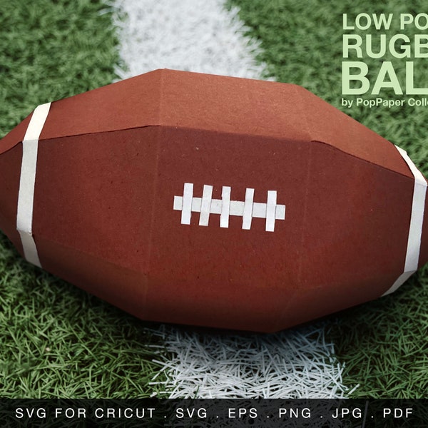 Ballon de rugby DIY SVG Cricut I Imprimable Low Poly Football américain | Imprimer et plier une boule de papier | Téléchargement numérique PDF modèle d'artisanat en papier 3D
