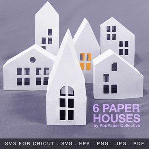 Casa de papel SVG Cricut Archivos de corte / Plantilla de casa putz de papel para luminaria de decoración del hogar y inauguración de la casa / Incluye Eps Png Jpg Pdf