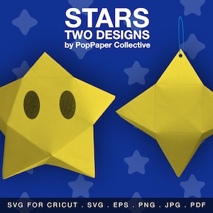 Niedlicher 3D Stern Papiermodell | Cricut einfaches Papier Handwerk | Hängende Dekoration | Ausmalvorlagen | Niedliche Bastelaktion für Kinder