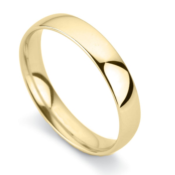 4mm Comfort court wedding band in solid 9ct yellow gold