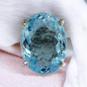 Natural Large Swiss Blue Topaz Gemstone Oval Cut Ring 925 Sterling Silver Ring,  18x13MM Oval Cut Solitaire Large Gems Ring