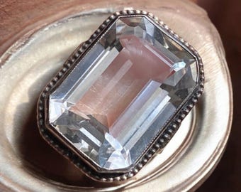 Emerald Cut Quartz Ring: Large Cocktail Ring, Solid Sterling Silver