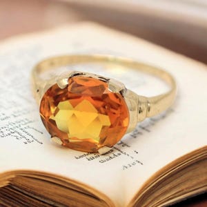 Oval Shaped Natural citrine Ring Sterling silver November birthstone Ring Minimalist Wedding Ring Solitaire Ring