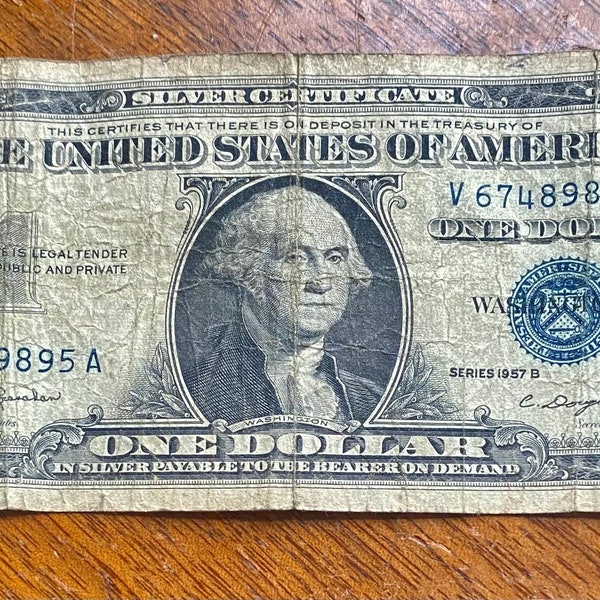 Silver Certificate Dollar Bill Series 1957 B Etsy Silver Certificate Dollar Bill Series 1957 B Etsy