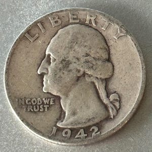 1942 Silver Washington Quarter, 90 Percent Silver