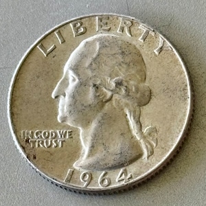 1964 D Silver Washington Quarter, 90 Percent Silver