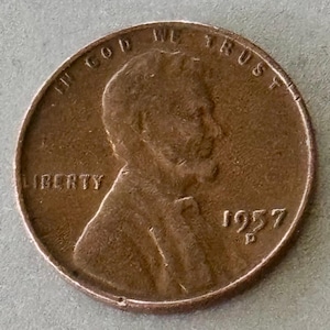 1957 D &#39;Fat 5&#39; Die Chip Error Lincoln Penny
