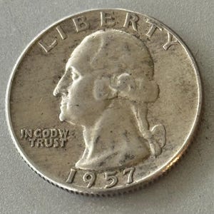 1957 D Silver Washington Quarter, 90 Percent Silver