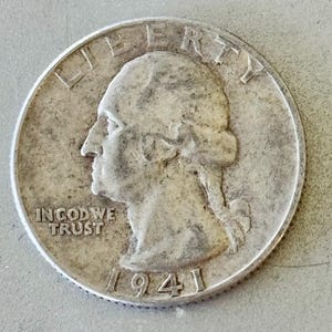 1941 Silver Washington Quarter, 90 Percent Silver