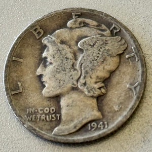 1941 Silver Mercury Dime