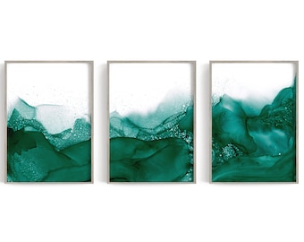 Green Pink Purple Modern Portrait Abstract Framed Wall Art Large Picture Prints