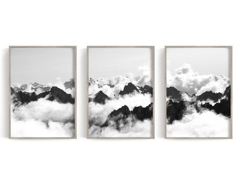 Black and White Print Mountain Wall Art Mountain Print 3 | Etsy